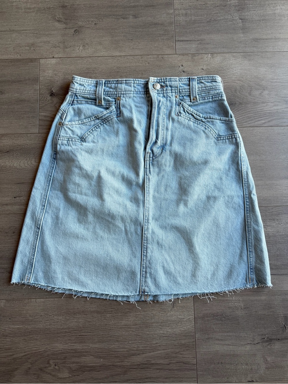 We The Free Light Wash Denim Mini Skirt